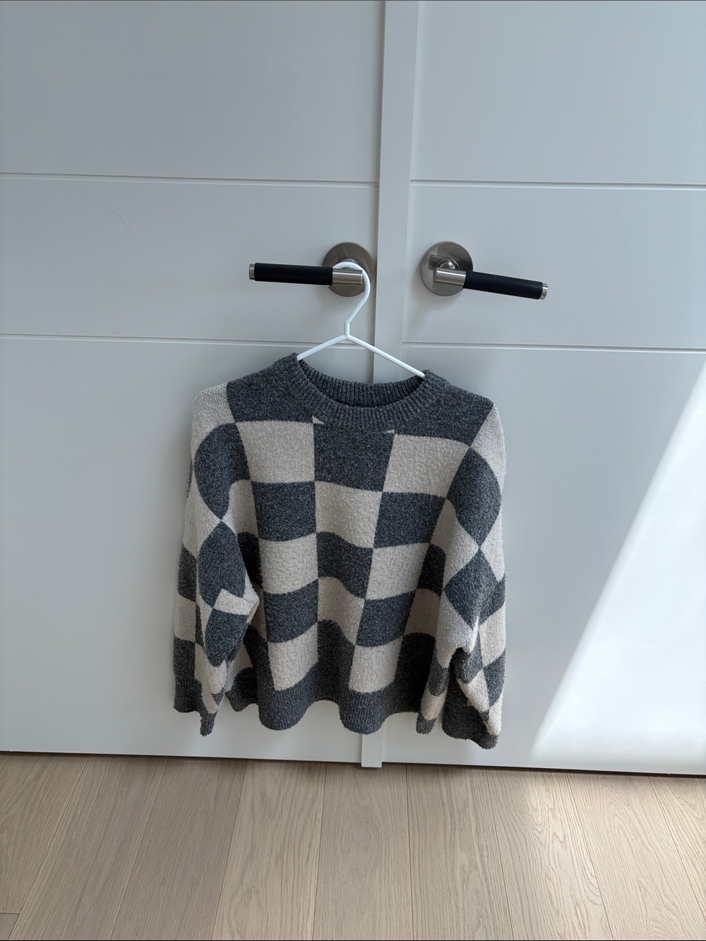 OAK + FORT Gray and Cream Marled Knit Sweater